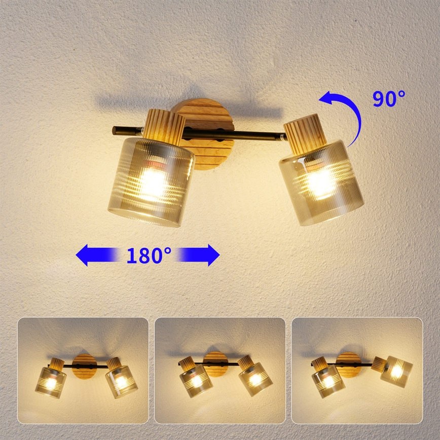 Brilagi - HYGGE spotlámpa 2xE14/15W/230V fa/füstszínű