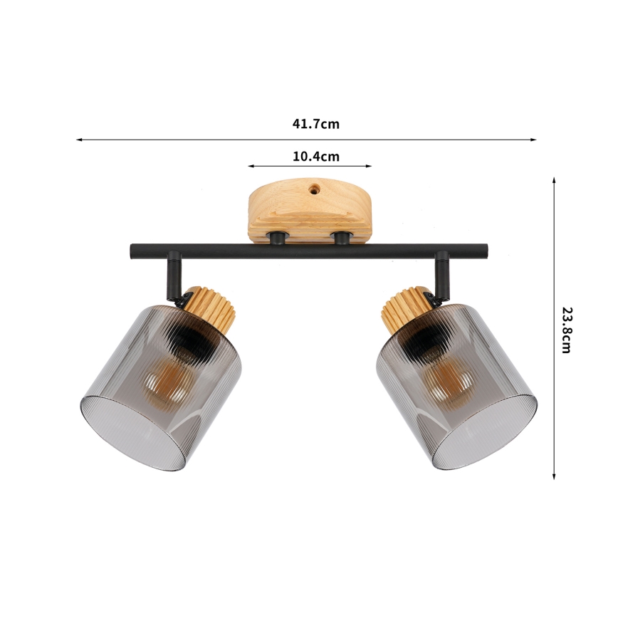 Brilagi - HYGGE spotlámpa 2xE14/15W/230V fa/füstszínű