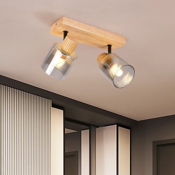 Brilagi - HYGGE spotlámpa 2xE14/15W/230V kaucsukfa/füstszínű