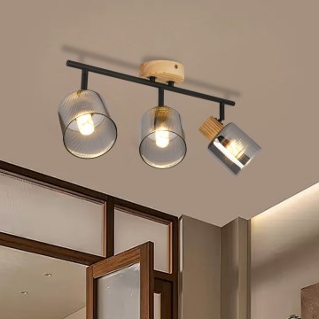 Brilagi - HYGGE spotlámpa 3xE14/15W/230V fa/füstszínű