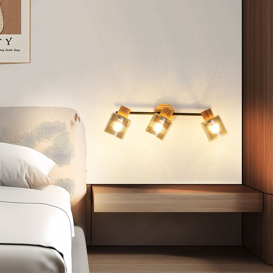 Brilagi - HYGGE spotlámpa 3xE14/15W/230V fa/füstszínű