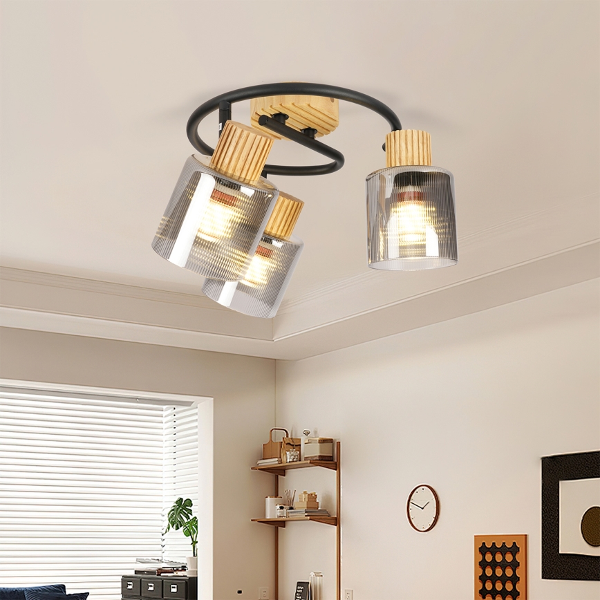 Brilagi - HYGGE spotlámpa 3xE14/15W/230V fa/füstszínű