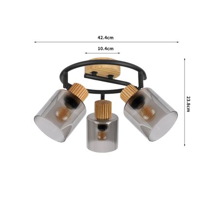 Brilagi - HYGGE spotlámpa 3xE14/15W/230V fa/füstszínű