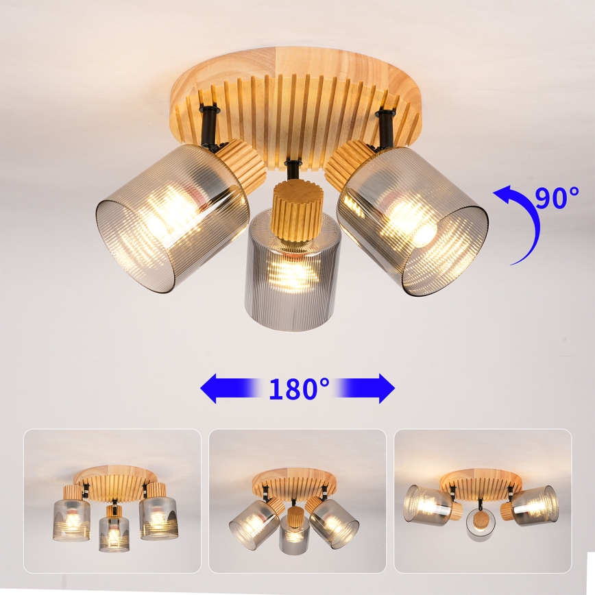 Brilagi - HYGGE spotlámpa 3xE14/15W/230V fa/füstszínű