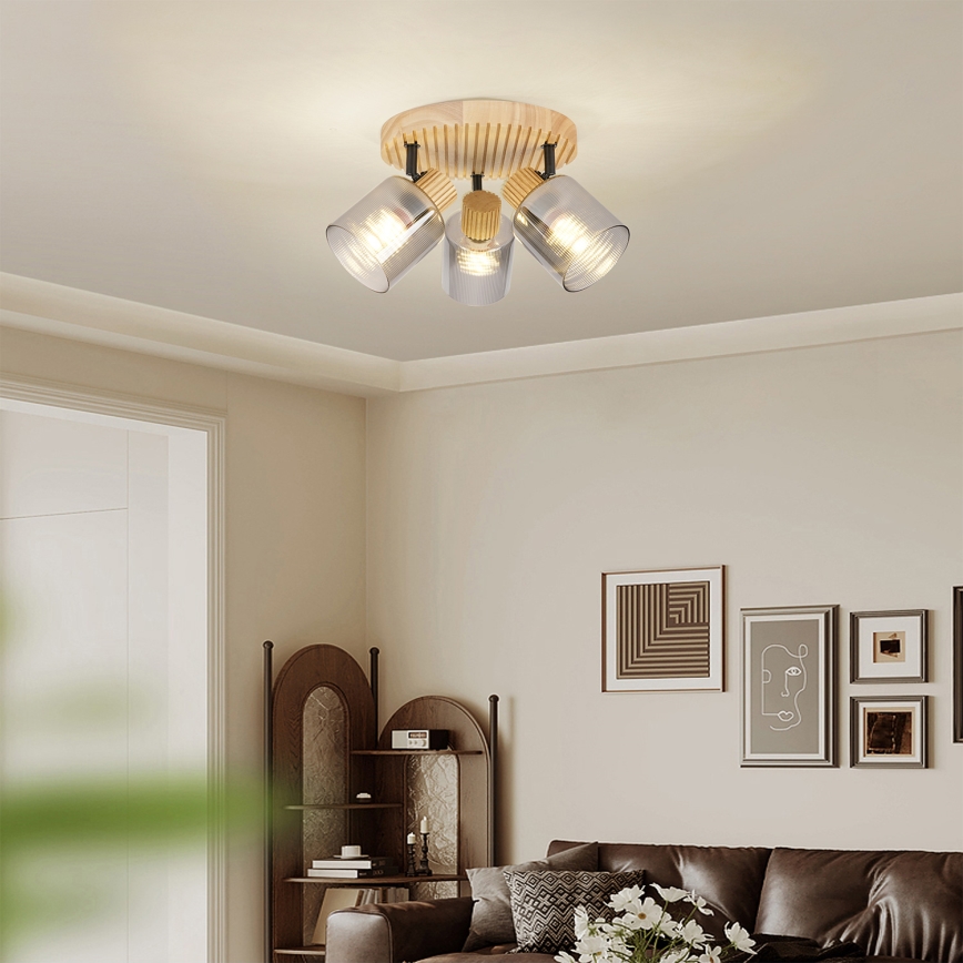 Brilagi - HYGGE spotlámpa 3xE14/15W/230V fa/füstszínű