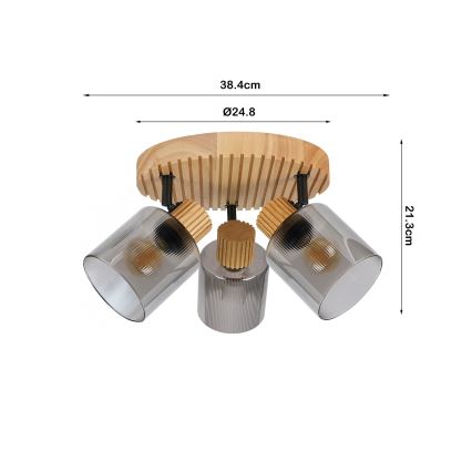 Brilagi - HYGGE spotlámpa 3xE14/15W/230V fa/füstszínű