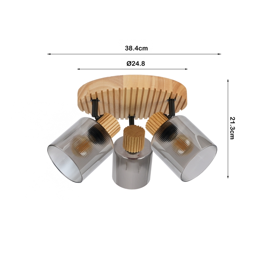 Brilagi - HYGGE spotlámpa 3xE14/15W/230V fa/füstszínű