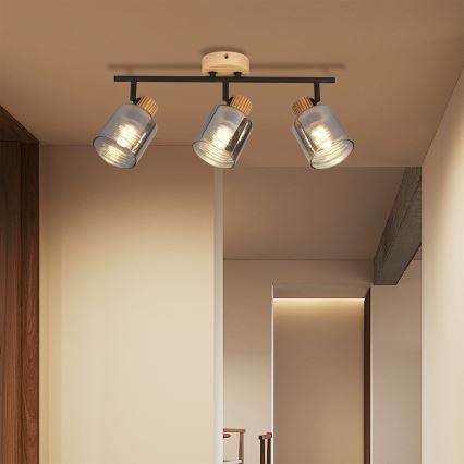 Brilagi - HYGGE spotlámpa 3xE14/15W/230V kaucsukfa/füstszínű