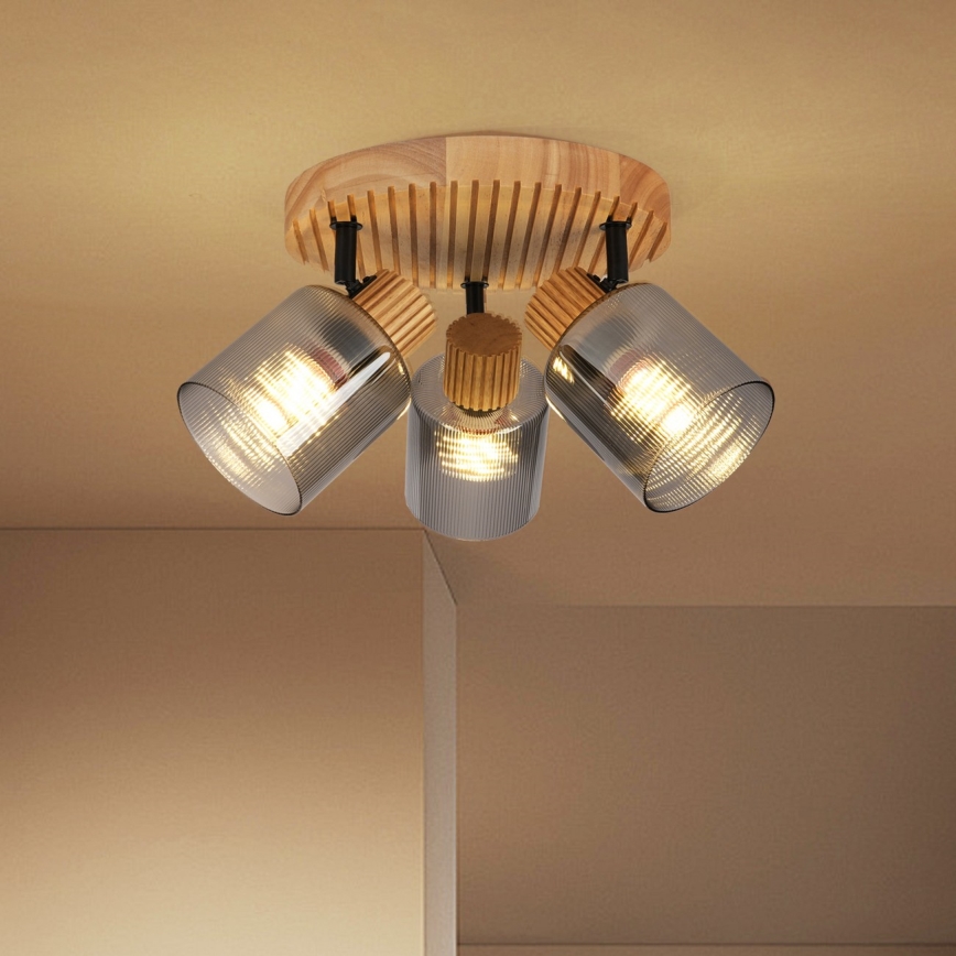 Brilagi - HYGGE spotlámpa 3xE14/15W/230V kaucsukfa/füstszínű