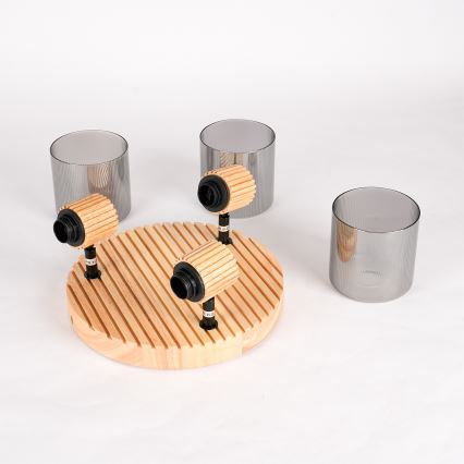 Brilagi - HYGGE spotlámpa 3xE14/15W/230V kaucsukfa/füstszínű