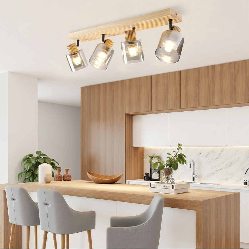 Brilagi - HYGGE spotlámpa 4xE14/15W/230V fa/füstszínű