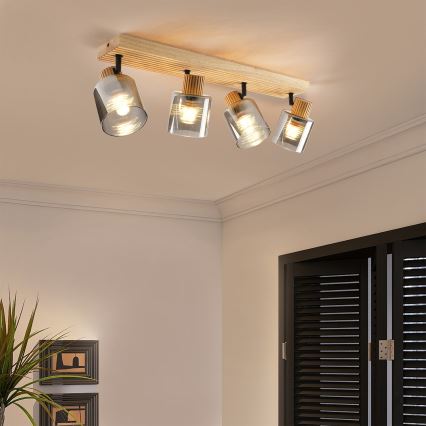 Brilagi - HYGGE spotlámpa 4xE14/15W/230V fa/füstszínű