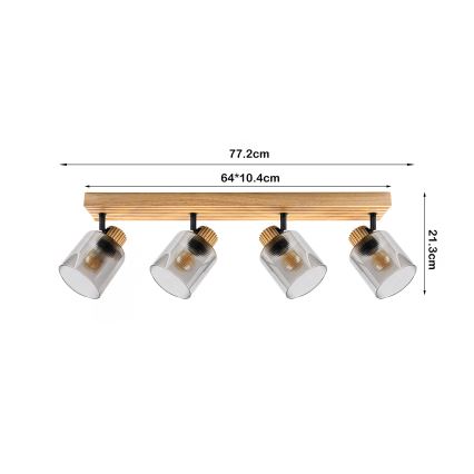Brilagi - HYGGE spotlámpa 4xE14/15W/230V fa/füstszínű
