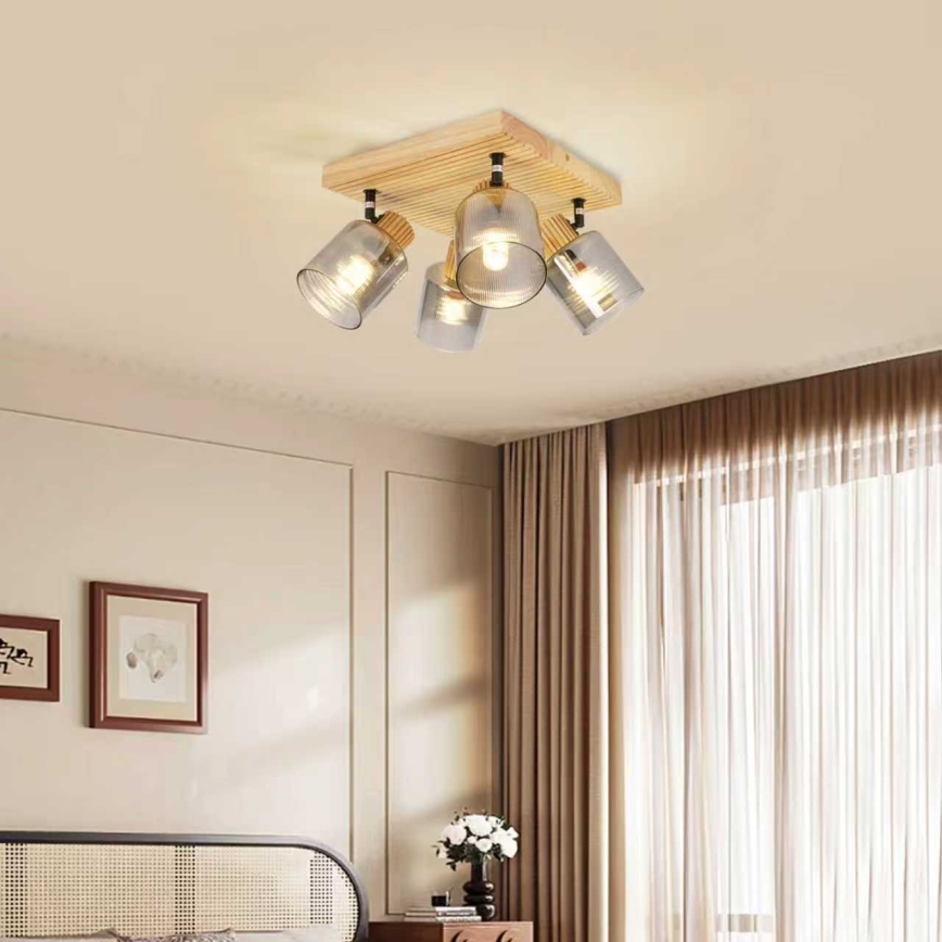 Brilagi - HYGGE spotlámpa 4xE14/15W/230V fa/füstszínű