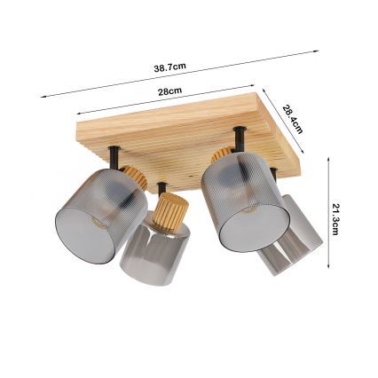 Brilagi - HYGGE spotlámpa 4xE14/15W/230V fa/füstszínű