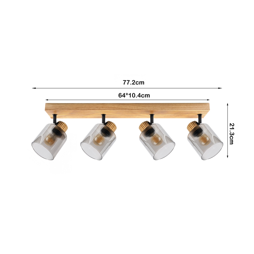 Brilagi - HYGGE spotlámpa 4xE14/15W/230V kaucsukfa/füstszínű