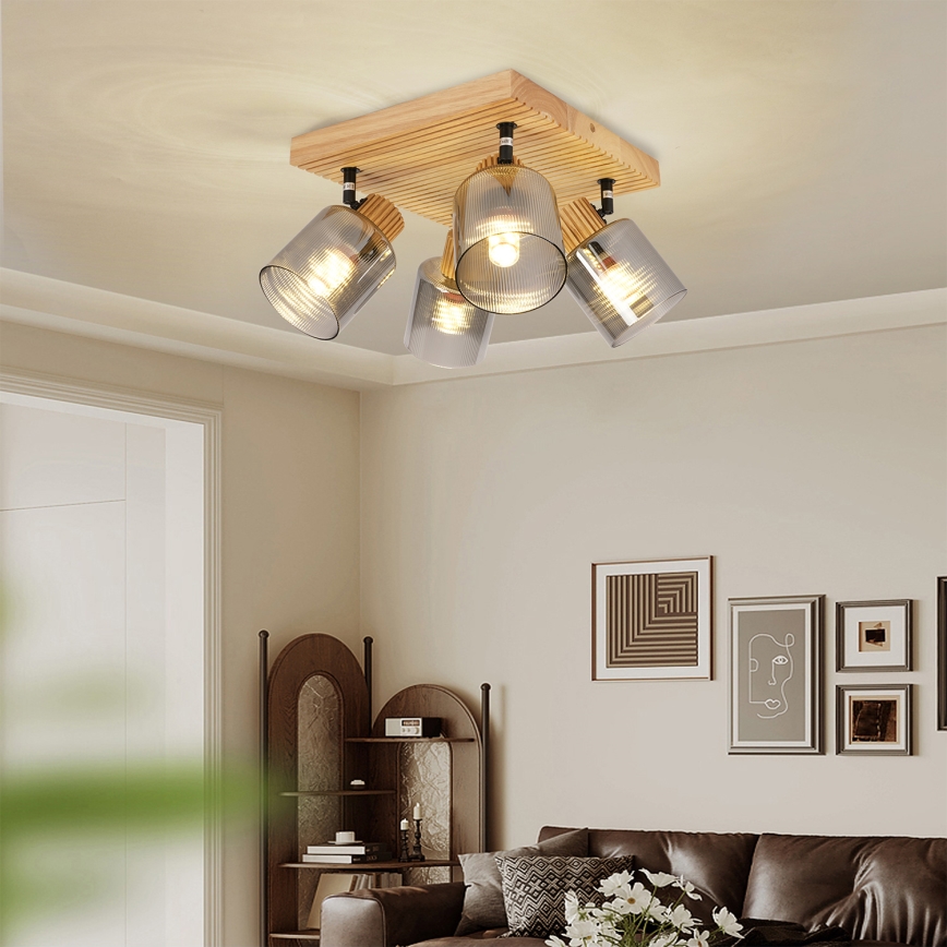 Brilagi - HYGGE spotlámpa 4xE14/15W/230V kaucsukfa/füstszínű