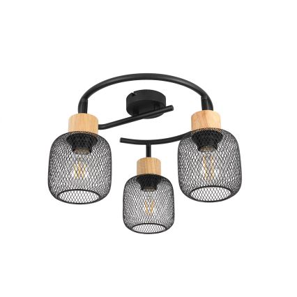 Brilagi - Irányítható spotlámpa BASKLITE 3xE27/15W/230V fa/fekete