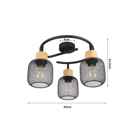 Brilagi - Irányítható spotlámpa BASKLITE 3xE27/15W/230V fa/fekete