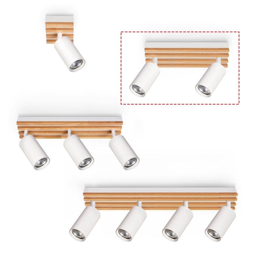Brilagi - Irányítható spotlámpa SELE WOOD 2xGU10/30W/230V fehér/fa