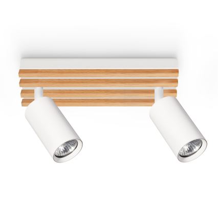 Brilagi - Irányítható spotlámpa SELE WOOD ACOUSTIC 2xGU10/30W/230V fehér/fa