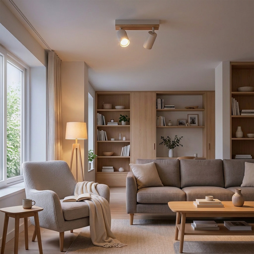 Brilagi - Irányítható spotlámpa SELE WOOD ACOUSTIC 2xGU10/30W/230V fehér/fa