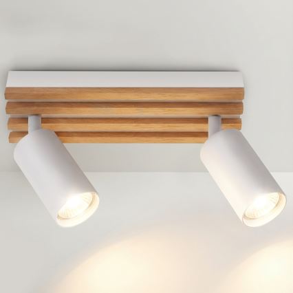 Brilagi - Irányítható spotlámpa SELE WOOD ACOUSTIC 2xGU10/30W/230V fehér/fa