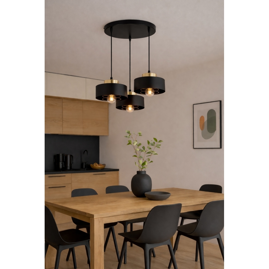 Brilagi - Kábelcsillár SPRING 3xE27/60W/230V fekete/arany