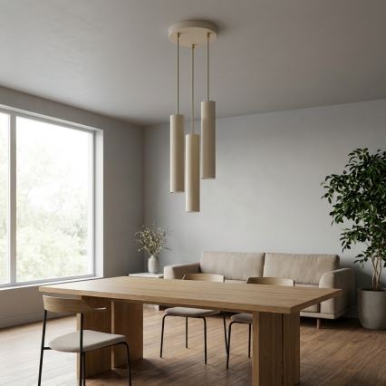 Brilagi - Kábelen függesztett csillár TUBE 3xGU10/15W/230V bézs/arany