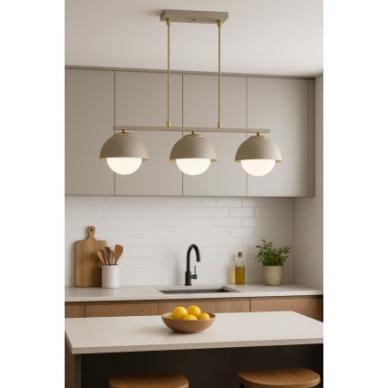 Brilagi - Kábelen függő csillár COSMO 3xE27/60W/230V bézs/arany