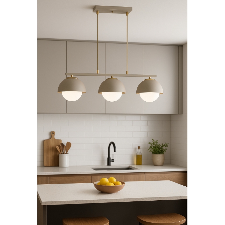 Brilagi - Kábelen függő csillár COSMO 3xE27/60W/230V bézs/arany