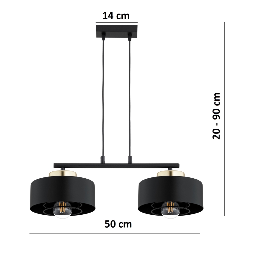 Brilagi - Kábelen függő csillár SPRING 2xE27/60W/230V fekete/arany