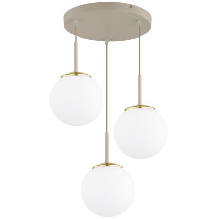Brilagi - Kábeles csillár 3xE27/60W/230V bézs/arany