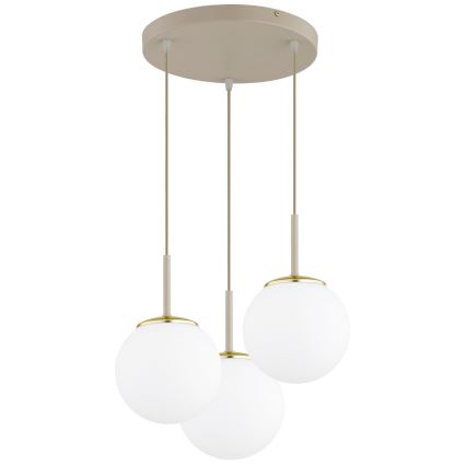 Brilagi - Kábeles csillár 3xE27/60W/230V bézs/arany