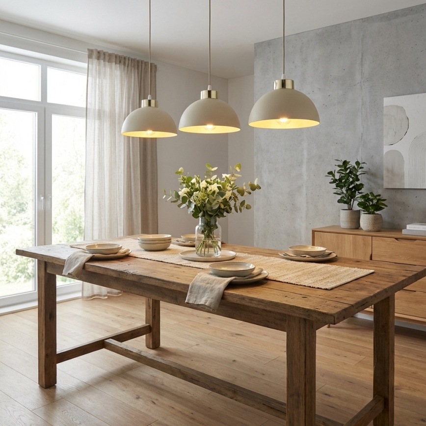 Brilagi - Kábeles csillár 3xE27/60W/230V bézs/arany