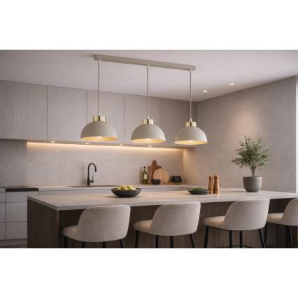 Brilagi - Kábeles csillár 3xE27/60W/230V bézs/arany