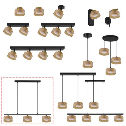 Brilagi - Kábeles csillár AURA LUX 3xGX53/30W/230V fekete/arany