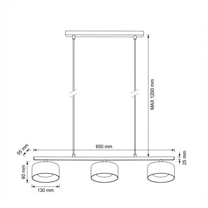 Brilagi - Kábeles csillár AURA LUX 3xGX53/30W/230V fekete/arany