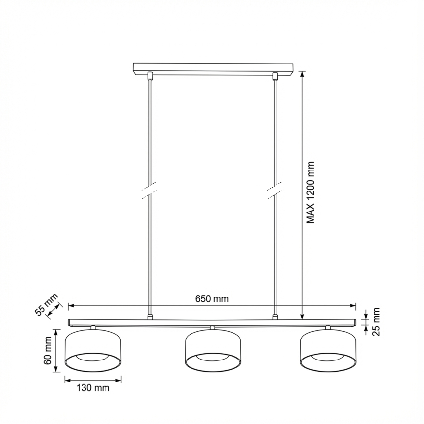 Brilagi - Kábeles csillár AURA LUX 3xGX53/30W/230V fekete/arany