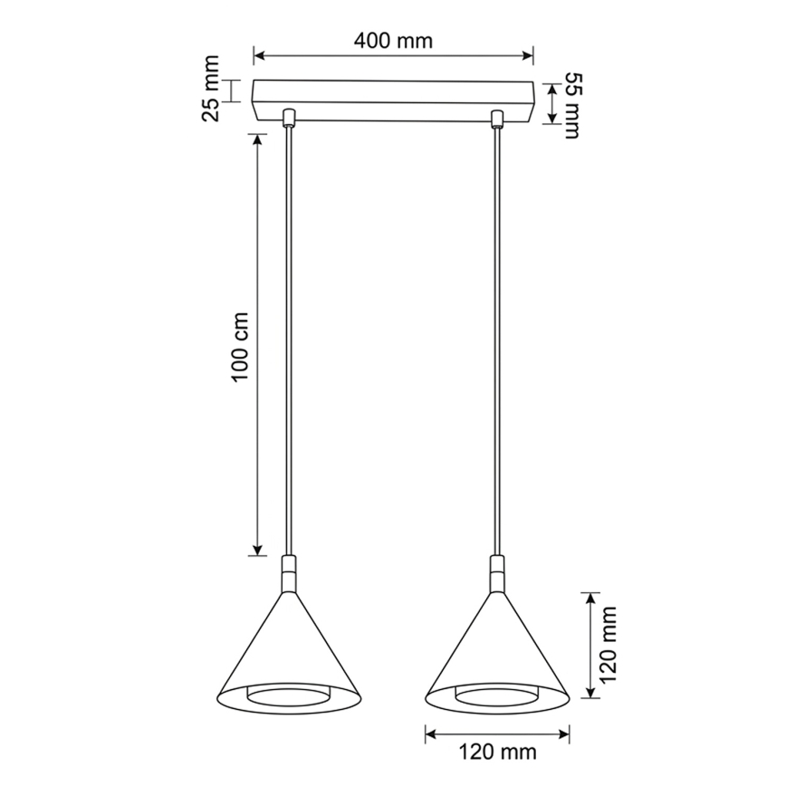 Brilagi - Kábeles csillár CONE DOUBLE 2xGX53/15W/230V fekete