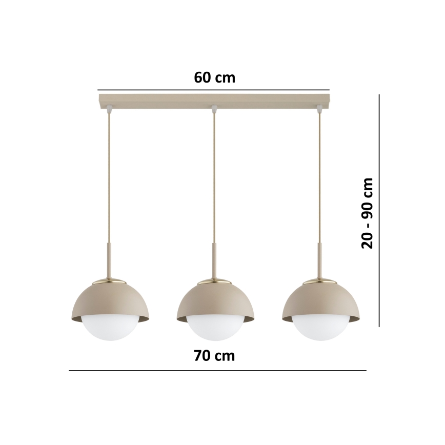 Brilagi - Kábeles csillár COSMO 3xE27/60W/230V bézs/arany