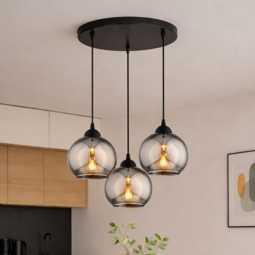 Brilagi - Kábeles csillár DIOR 3xE27/60W/230V fekete/füstszürke