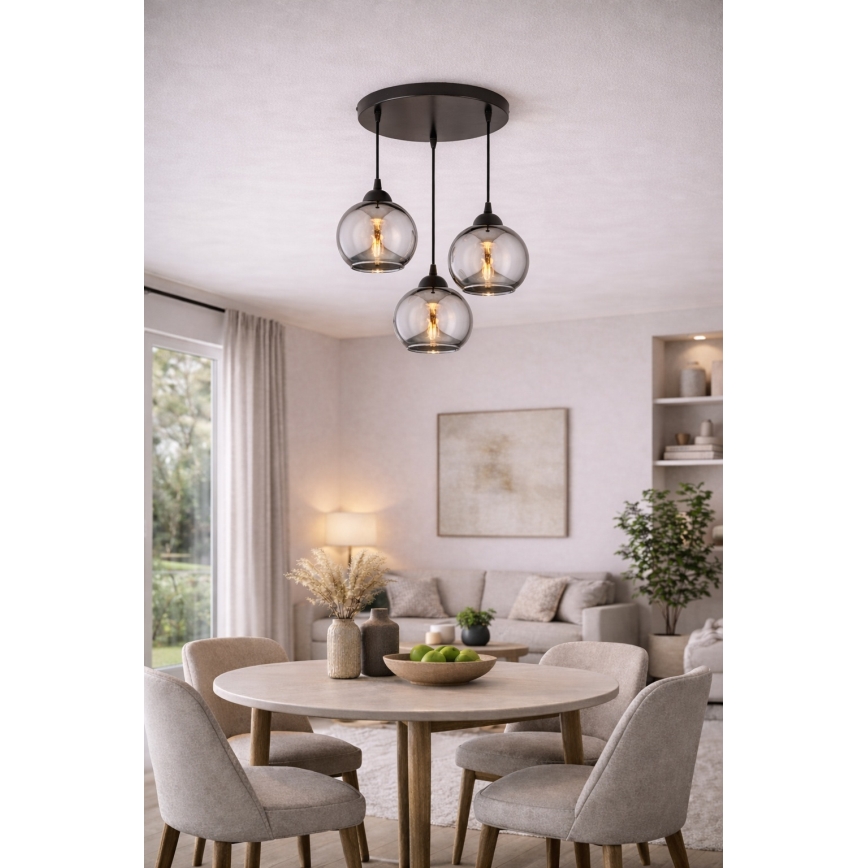 Brilagi - Kábeles csillár DIOR 3xE27/60W/230V fekete/füstszürke