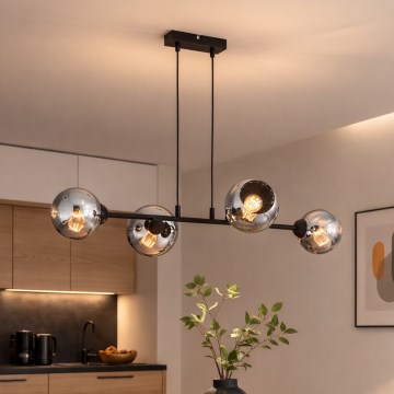Brilagi - Kábeles csillár DIOR 4xE27/60W/230V fekete/füstszürke