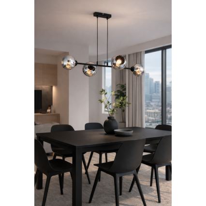 Brilagi - Kábeles csillár DIOR 4xE27/60W/230V fekete/füstszürke