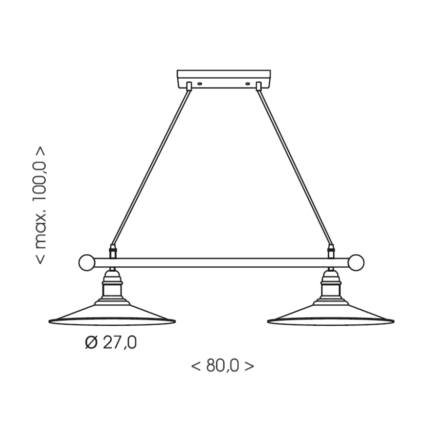 Brilagi - Kábeles csillár FORGE 2xE27/60W/230V barna
