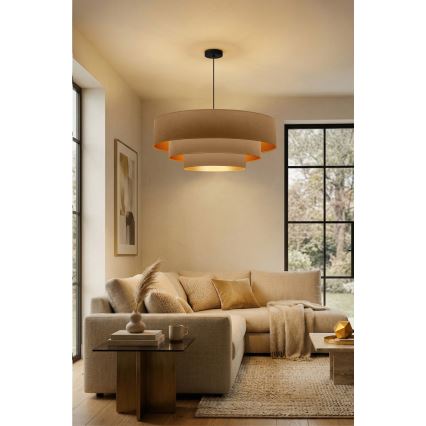 Brilagi - kábeles csillár LUNETA 3xE27/60W/230V átm. 80 cm bézs/arany