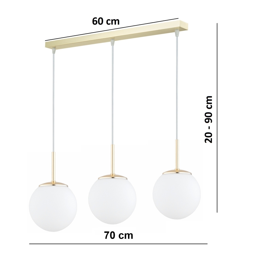 Brilagi - Kábeles csillár MILO 3xE27/60W/230V arany