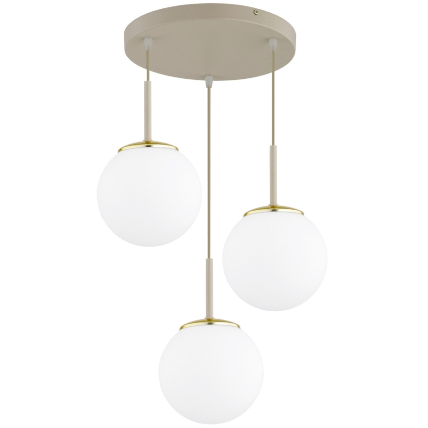 Brilagi - Kábeles csillár MILO ECRU 3xE27/60W/230V bézs/arany