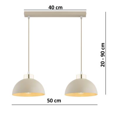 Brilagi - Kábeles csillár MOON 2xE27/60W/230V bézs/arany